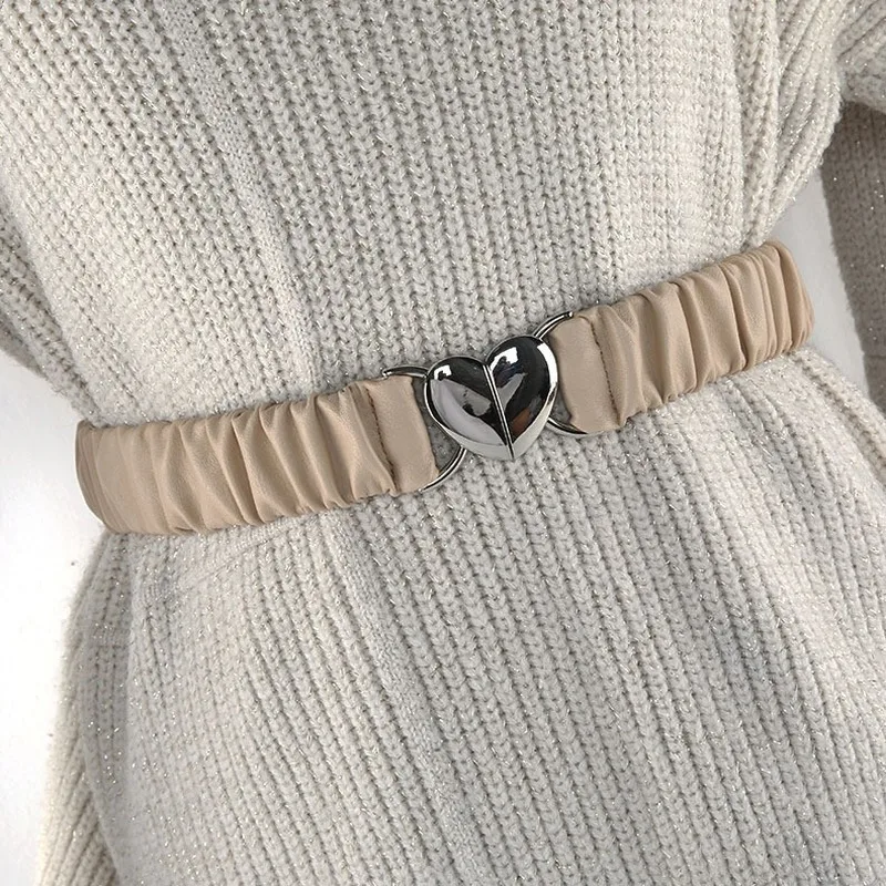 Designer Belt Silver Heart-shaped Metal Decorative Dress Elastic Width Waistband Women Fashion with Skirt Belts Off White Belt
Designer Belt Silver Heart-shaped Metal Decorative Dress Elastic Width Waistband Women Fashion with Skirt Belts Off White Belt