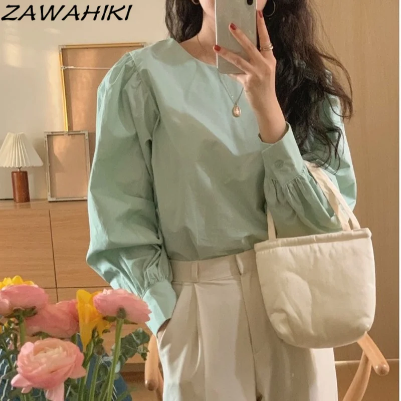 Универсальные повседневные топы zawhiki с круглым вырезом, модные корейские однотонные свободные женские блузки, Осенние блузки с длинными ру...
Универсальные повседневные топы zawhiki с круглым вырезом, модные корейские однотонные свободные женские блузки, Осенние блузки с длинными ру...