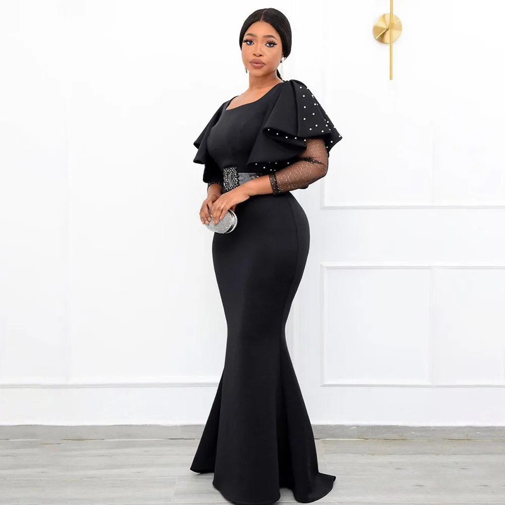 Autumn New 2021 Solid Color Womens Dress Fashion Temperament Beading Ruffle Lace High Waist Lotus Sleeve Casual African Dress 
Autumn New 2021 Solid Color Womens Dress Fashion Temperament Beading Ruffle Lace High Waist Lotus Sleeve Casual African Dress