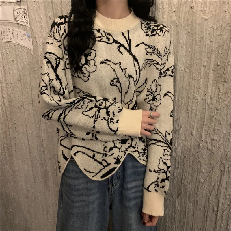 Vintage Floral Print Crisscross Winter Sweater for Ladies Elegant All-match Pullovers Simple Termperament Pullovers 2020 Winter
Vintage Floral Print Crisscross Winter Sweater for Ladies Elegant All-match Pullovers Simple Termperament Pullovers 2020 Winter