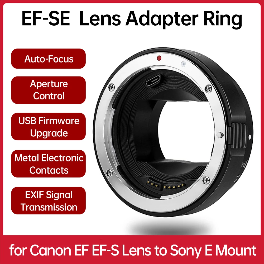 EF-SE Lens Adapter Ring for Canon EF EF-S Lens to Sony E Mount Cameras Auto Focus PDAF CDAF Anti-Shake Adapters
EF-SE Lens Adapter Ring for Canon EF EF-S Lens to Sony E Mount Cameras Auto Focus PDAF CDAF Anti-Shake Adapters