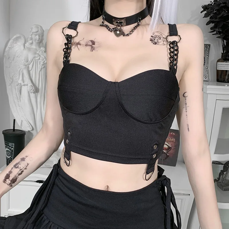 Dark Academic Mall Goth Tops Chain Motorcycle Personality Revealing Chest Vest 2021 New Metal Sling Tops Egirl 90s Aesthetic Top
Dark Academic Mall Goth Tops Chain Motorcycle Personality Revealing Chest Vest 2021 New Metal Sling Tops Egirl 90s Aesthetic Top