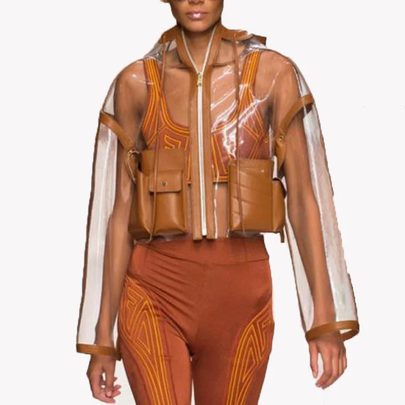 Tide Brand Catwalk Fashion Women Trendy Transparent Leather Stitching Hooded Short Jacket Women Jacket
Tide Brand Catwalk Fashion Women Trendy Transparent Leather Stitching Hooded Short Jacket Women Jacket