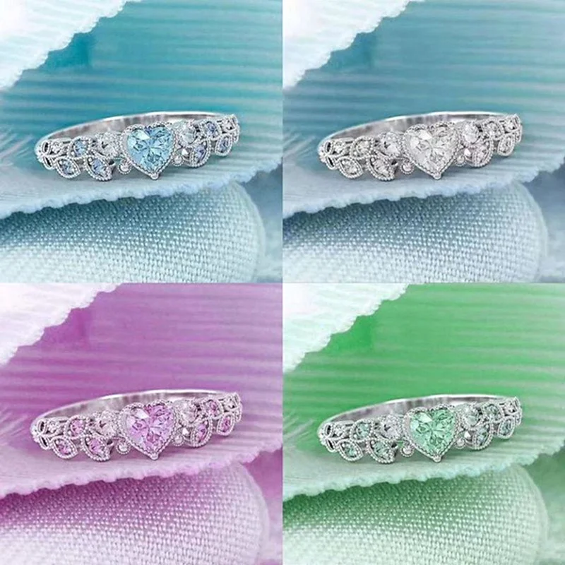Women Promise Rings Alloy Gem Wedding Ring Heart Shape Elegant 4 Colors Gifts Love Birthday Princess
Women Promise Rings Alloy Gem Wedding Ring Heart Shape Elegant 4 Colors Gifts Love Birthday Princess