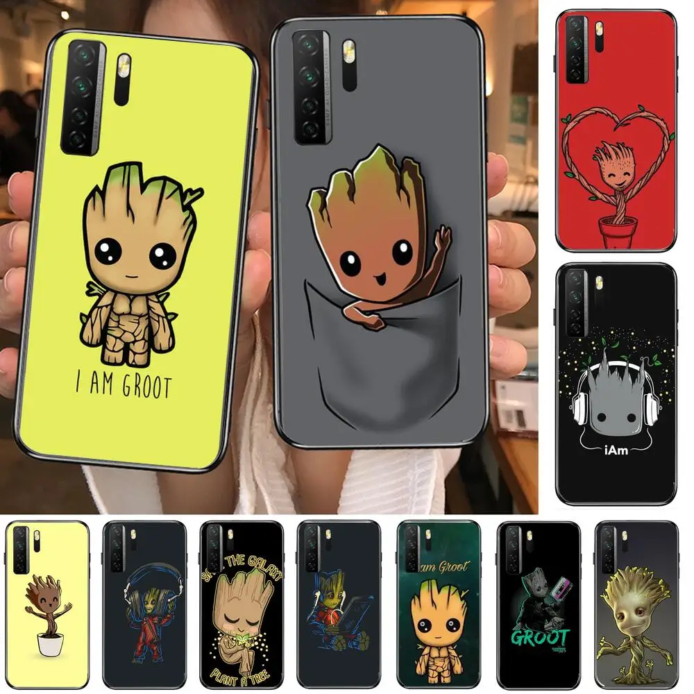 

marvel cute cartoon groot Black Soft Cover The Pooh For Huawei Nova 8 7 6 SE 5T 7i 5i 5Z 5 4 4E 3 3i 3E 2i Pro Phone Case cases