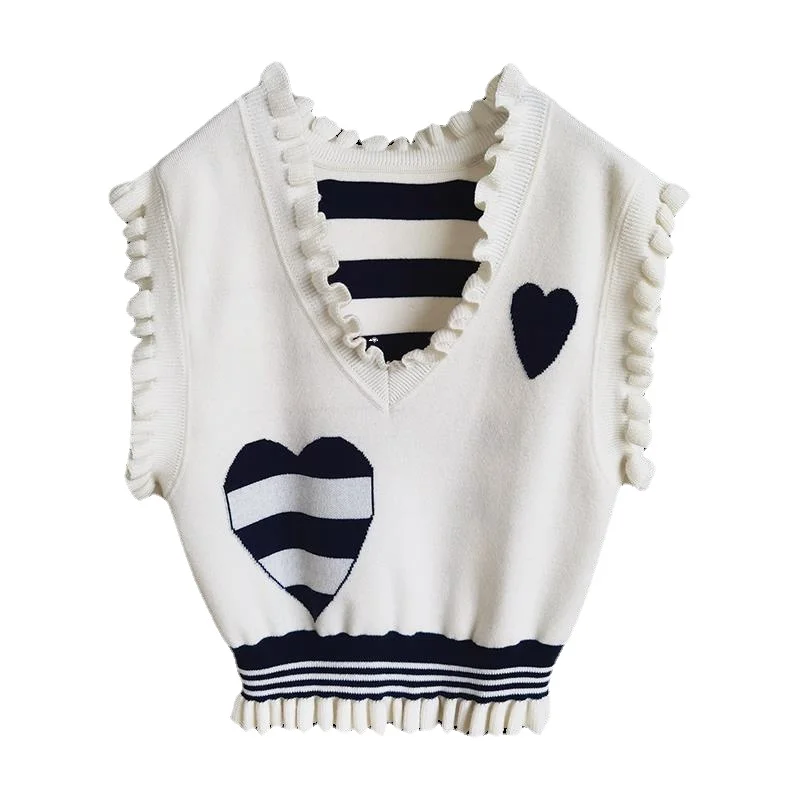 Sweater Vest Y2k Autumn Winter Korean Fashion Elegant Knitted Sweater Vest Ruffle Warm France Casual Loose Retro Women Clothing
Sweater Vest Y2k Autumn Winter Korean Fashion Elegant Knitted Sweater Vest Ruffle Warm France Casual Loose Retro Women Clothing