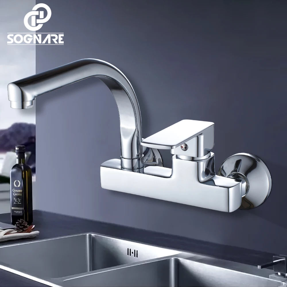 SOGNARE Wall Mounted Kitchen Faucet Single Handle Kitchen Mixer Taps Dual Holes Hot and Cold Water Tap 360 Degree Rotation D2203
SOGNARE Wall Mounted Kitchen Faucet Single Handle Kitchen Mixer Taps Dual Holes Hot and Cold Water Tap 360 Degree Rotation D2203