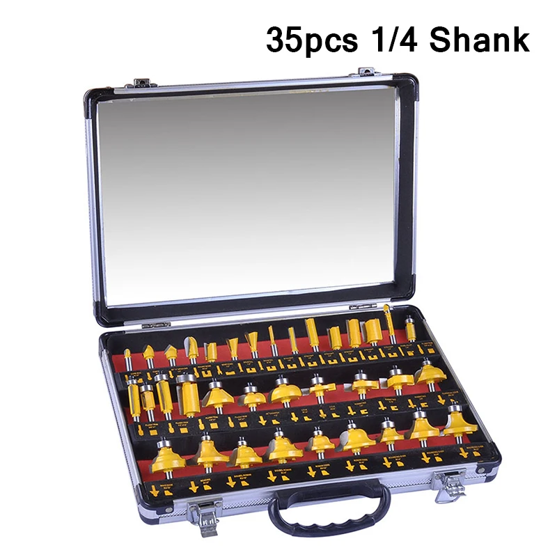 35pcs 1/4 Inch Shank DIY Woodworking Router Bit Set Milling Cutter for Wood Drill Bits Trimming Machine Tool
35pcs 1/4 Inch Shank DIY Woodworking Router Bit Set Milling Cutter for Wood Drill Bits Trimming Machine Tool