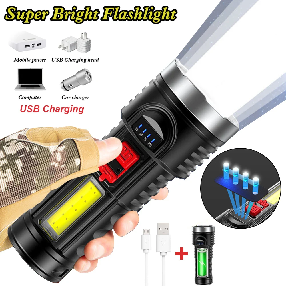 LED Tactical Flashlight Portable Super Bright Handheld Rechargeable Emergency Flashlight 4 Modes for Hiking Fishing
LED Tactical Flashlight Portable Super Bright Handheld Rechargeable Emergency Flashlight 4 Modes for Hiking Fishing