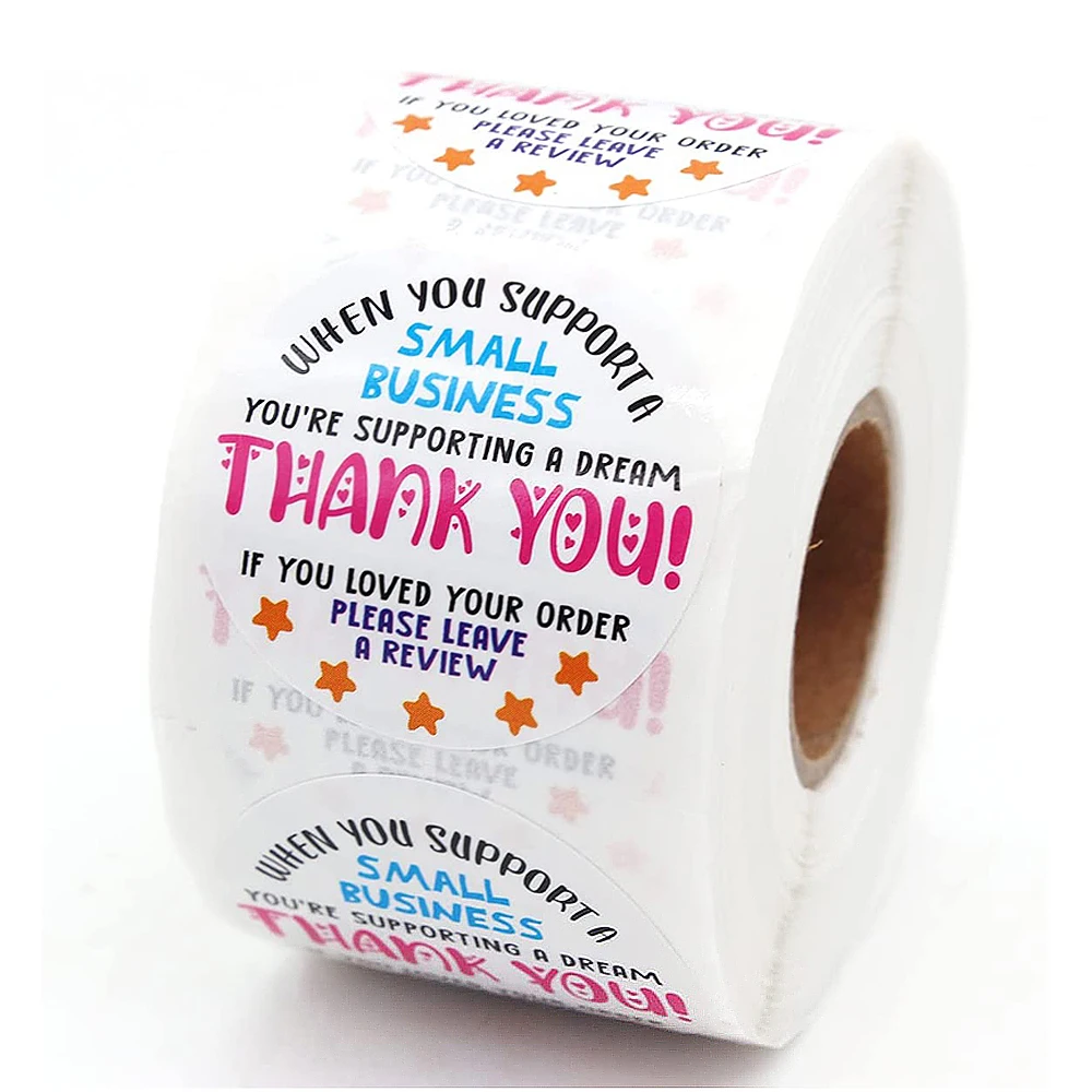 

500Pcs Thank You Stickers 38mm Please Leave A Review with Colour Design Stickers Gift Packaging Handmade Small Business Stickers