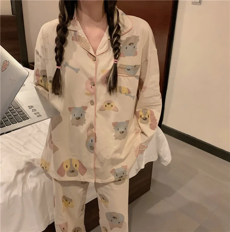 Ins Cartoon Puppy Pure Cotton Couple Pajamas Women's Spring and Autumn Long Sleeve Korean Style Cardigan Homewear Two-Piece Suit
Ins Cartoon Puppy Pure Cotton Couple Pajamas Women's Spring and Autumn Long Sleeve Korean Style Cardigan Homewear Two-Piece Suit