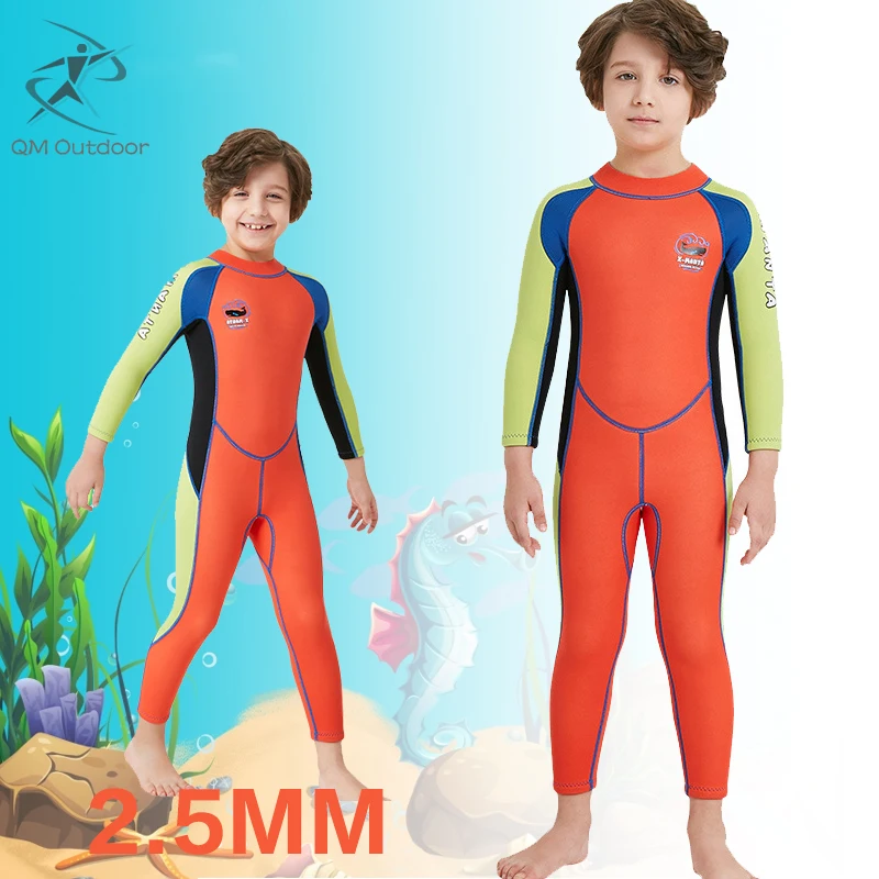 2.5mm boy wetsuit long-sleeved one-piece diving suit thickened warm sunscreen surfing jellyfish clothing 
2.5mm boy wetsuit long-sleeved one-piece diving suit thickened warm sunscreen surfing jellyfish clothing