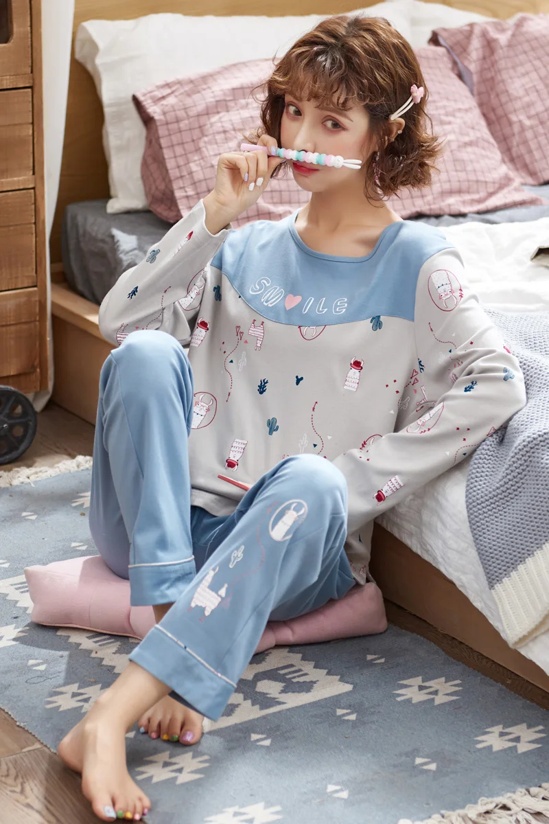 Women's Cotton Print Pajamas Spring Autumn Full-sleeved Pajamas Suit For Girl Princess Sweet Home Clothes Pijama Mujer Sleepwear
Women's Cotton Print Pajamas Spring Autumn Full-sleeved Pajamas Suit For Girl Princess Sweet Home Clothes Pijama Mujer Sleepwear
