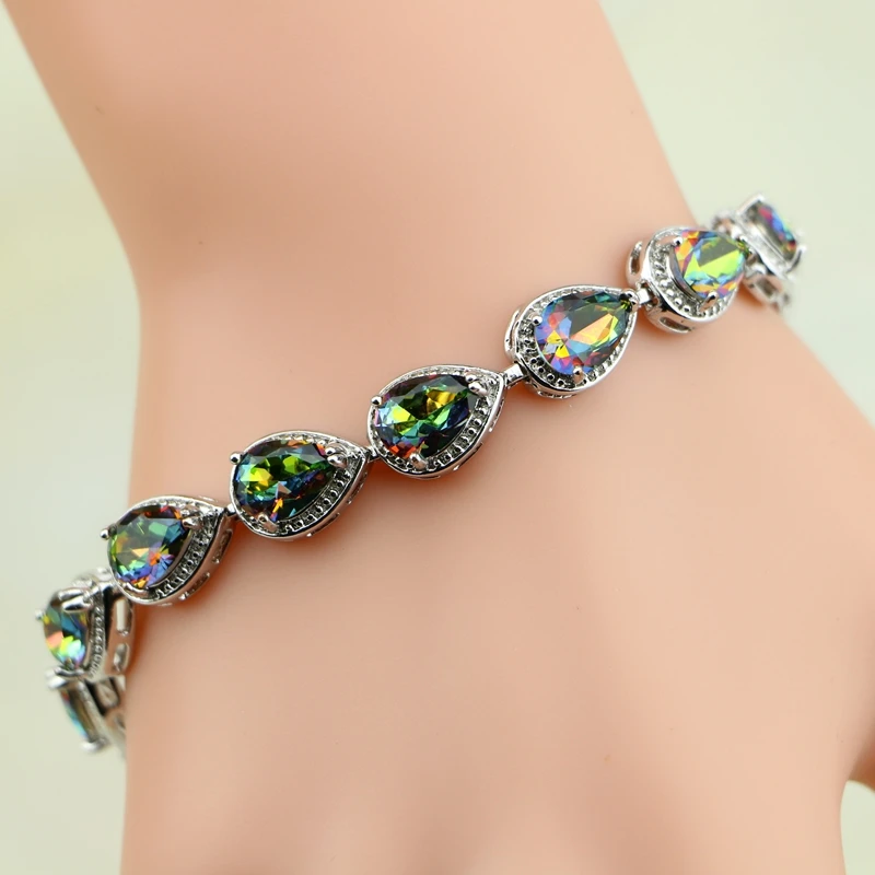 Water Drop Rainbow Mystic Cubic Zirconia 925 Silver Charm Stone Bracelet For Women
Water Drop Rainbow Mystic Cubic Zirconia 925 Silver Charm Stone Bracelet For Women