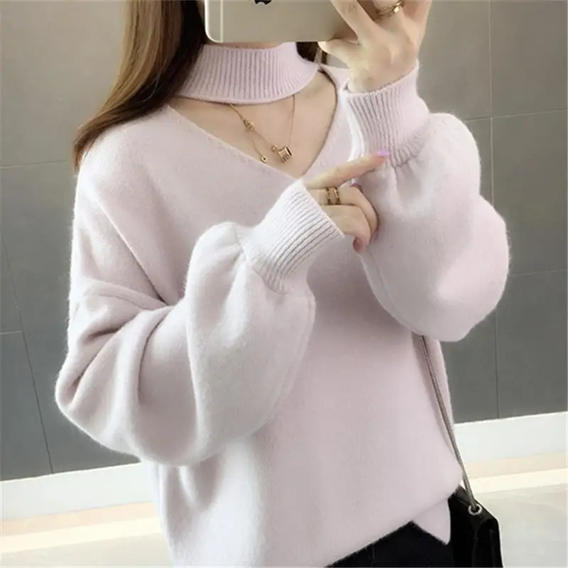 2020 Knitted Sweater Women Pullovers V neck Autumn Winter Women Mix Colour Sweaters Korean Style Loose Fit
2020 Knitted Sweater Women Pullovers V neck Autumn Winter Women Mix Colour Sweaters Korean Style Loose Fit