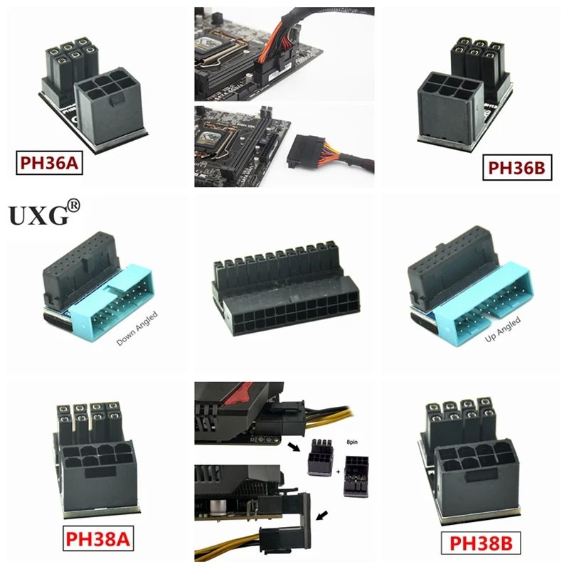 180 Degree Angled ATX Female 6Pin 8pin to Male 6pin 8pin 24pin Power Adapter for Desktops Graphics Card installation direction
180 Degree Angled ATX Female 6Pin 8pin to Male 6pin 8pin 24pin Power Adapter for Desktops Graphics Card installation direction