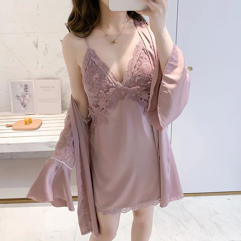 Spring Rayon Nightgown Set Women 2pcs Robe Suit Sleepwear Pajamas Sexy Nightwear Sleep Gown Lace Bathrobe
Spring Rayon Nightgown Set Women 2pcs Robe Suit Sleepwear Pajamas Sexy Nightwear Sleep Gown Lace Bathrobe