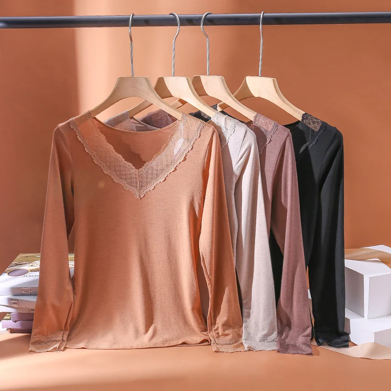 thin thermal underwear women's bottoming shirt slim fitting long sleeve super soft autumn clothes body tight V low neck
thin thermal underwear women's bottoming shirt slim fitting long sleeve super soft autumn clothes body tight V low neck