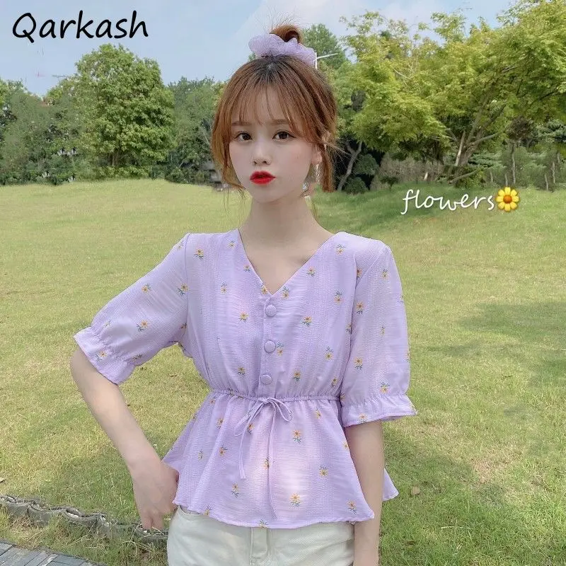 Blouses Women Stylish Summer Tunic Purple Female Crops Chic All-match Lovely Style V-neck Causal Floral Holiday Friends Chiffon
Blouses Women Stylish Summer Tunic Purple Female Crops Chic All-match Lovely Style V-neck Causal Floral Holiday Friends Chiffon