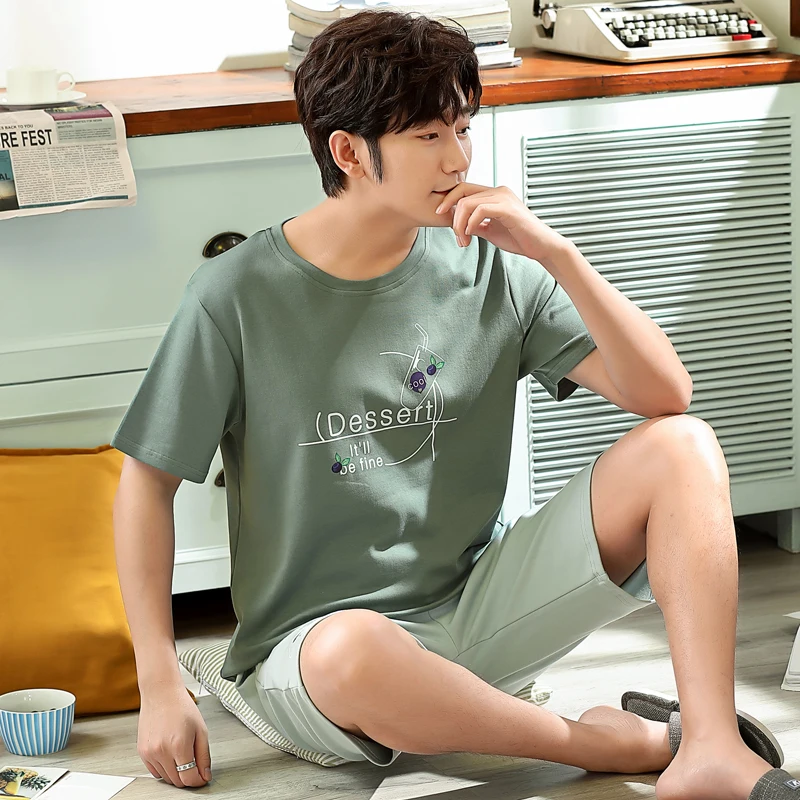 Round Neck Short Sleeve Simple Letter Sleepwear Men's Pajamas Summer Elastic Waist Cotton High Quality Loose Soft 3XL Home Wear
Round Neck Short Sleeve Simple Letter Sleepwear Men's Pajamas Summer Elastic Waist Cotton High Quality Loose Soft 3XL Home Wear