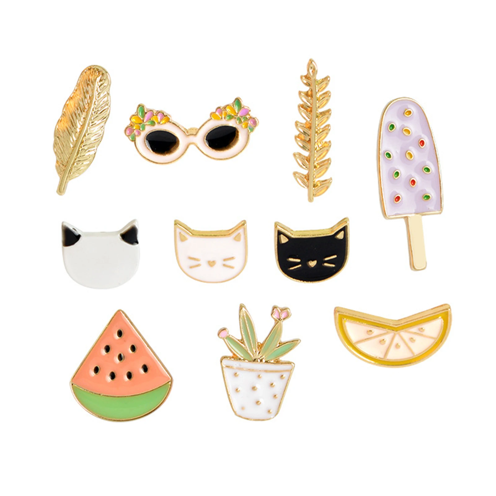 Cute Cartoon Fruit Cat Brooches Gold Color Feather Wheat Potted Plants Enamel Badges Jeans Shirt Bag Jewelry Accessories Gift
Cute Cartoon Fruit Cat Brooches Gold Color Feather Wheat Potted Plants Enamel Badges Jeans Shirt Bag Jewelry Accessories Gift