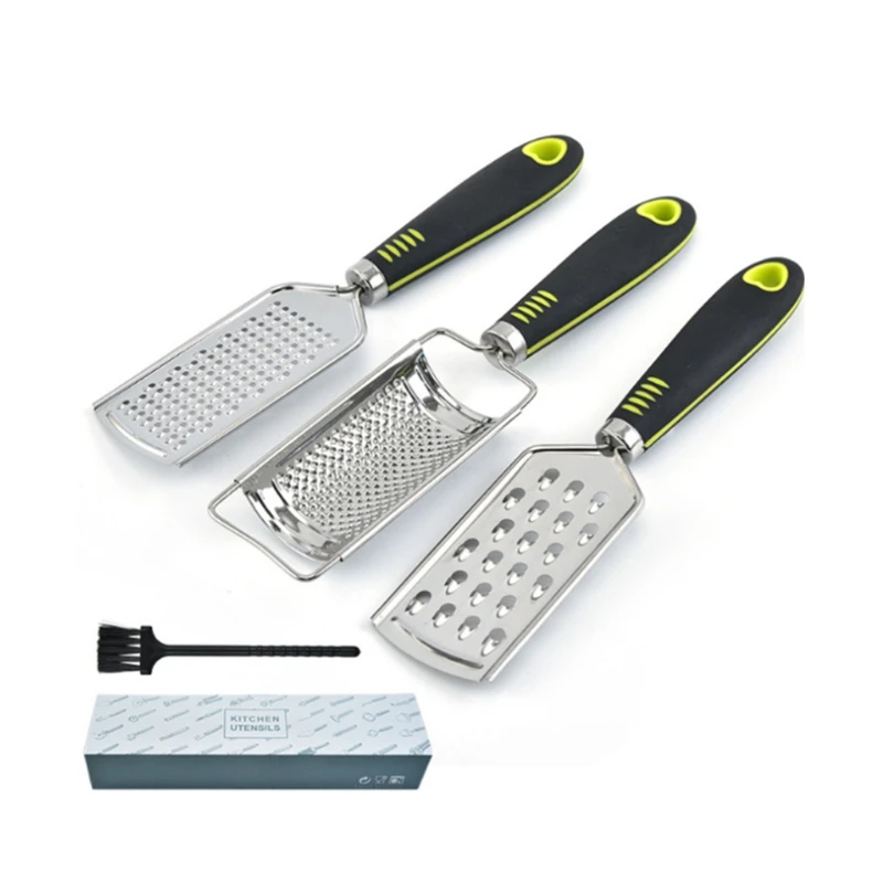 3 Pcs Stainless Steel Cheese Grater with Brush Lemon Zester for Kitchen Garlic Ginger Chocolate Nutmeg Vegetables Fruits Shredde 
3 Pcs Stainless Steel Cheese Grater with Brush Lemon Zester for Kitchen Garlic Ginger Chocolate Nutmeg Vegetables Fruits Shredde