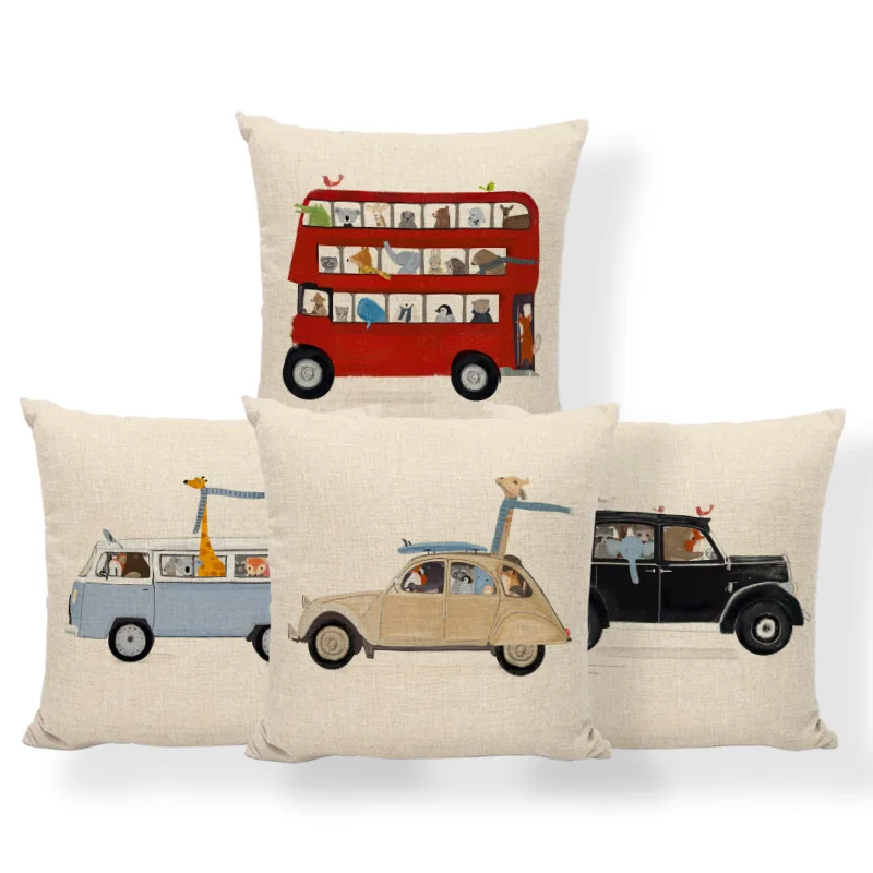 Novel Animal Outing Pillowcase Car Giraffe Penguin Elephant Bear Fox Tram Decoration Cushion Set Whale Polyester Linen Pillow
Novel Animal Outing Pillowcase Car Giraffe Penguin Elephant Bear Fox Tram Decoration Cushion Set Whale Polyester Linen Pillow