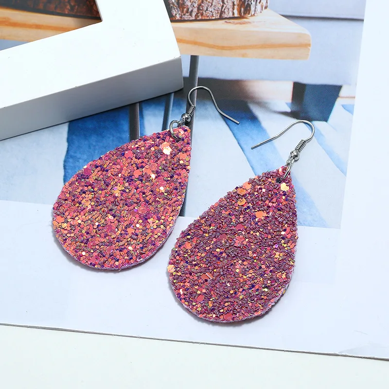 Teardrop Leather Earrings Petal Drop Earrings Faux Leather Sequins Dangle Earrings Glitter Dangling Earring Women Girl
Teardrop Leather Earrings Petal Drop Earrings Faux Leather Sequins Dangle Earrings Glitter Dangling Earring Women Girl