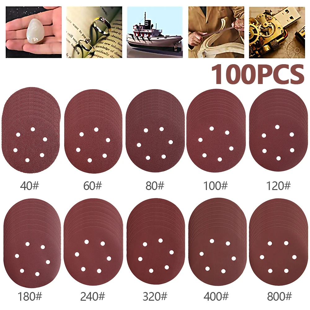 100Pcs 150mm 6inch Sandpaper Disk Sand Sheets Grit 40-800 6 Hole Hook Loop Sanding Disc Polish Sand Paper Power Tool Accessories
100Pcs 150mm 6inch Sandpaper Disk Sand Sheets Grit 40-800 6 Hole Hook Loop Sanding Disc Polish Sand Paper Power Tool Accessories