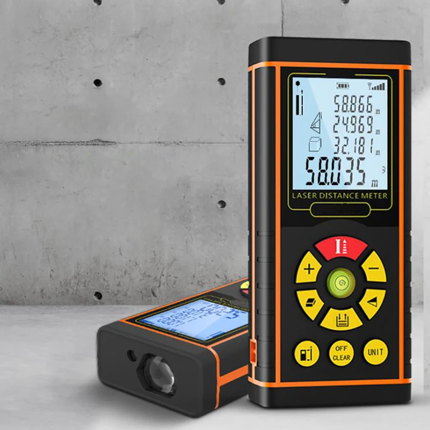 Laser Measure Digital Laser Distance Meter 40/60/80/100/120 Meter, Pythagorean Mode, Measure Distance, Area and Volume, MIN, MAX
Laser Measure Digital Laser Distance Meter 40/60/80/100/120 Meter, Pythagorean Mode, Measure Distance, Area and Volume, MIN, MAX