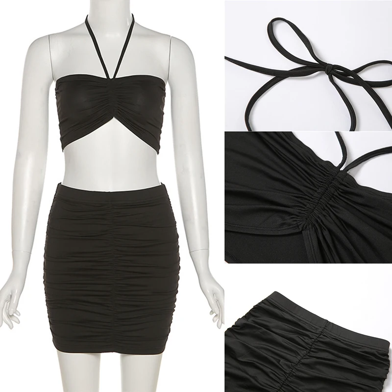 Giyu Summer Halter Crop Top Dress Sets Sexy Bodycon Club Party Two Piece Set Women Lace Up Ruched Backless 2 Piece Sets Outfits
Giyu Summer Halter Crop Top Dress Sets Sexy Bodycon Club Party Two Piece Set Women Lace Up Ruched Backless 2 Piece Sets Outfits