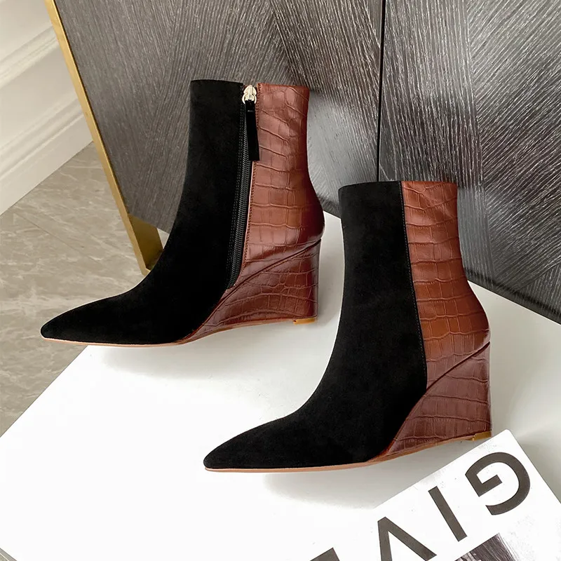 2020 New Fashion Pointed Ankle Boots Spring Fall Kid Sudue Women Shoes Wedges Mixed-Color Leather Ladies Booties Botines Mujer
2020 New Fashion Pointed Ankle Boots Spring Fall Kid Sudue Women Shoes Wedges Mixed-Color Leather Ladies Booties Botines Mujer