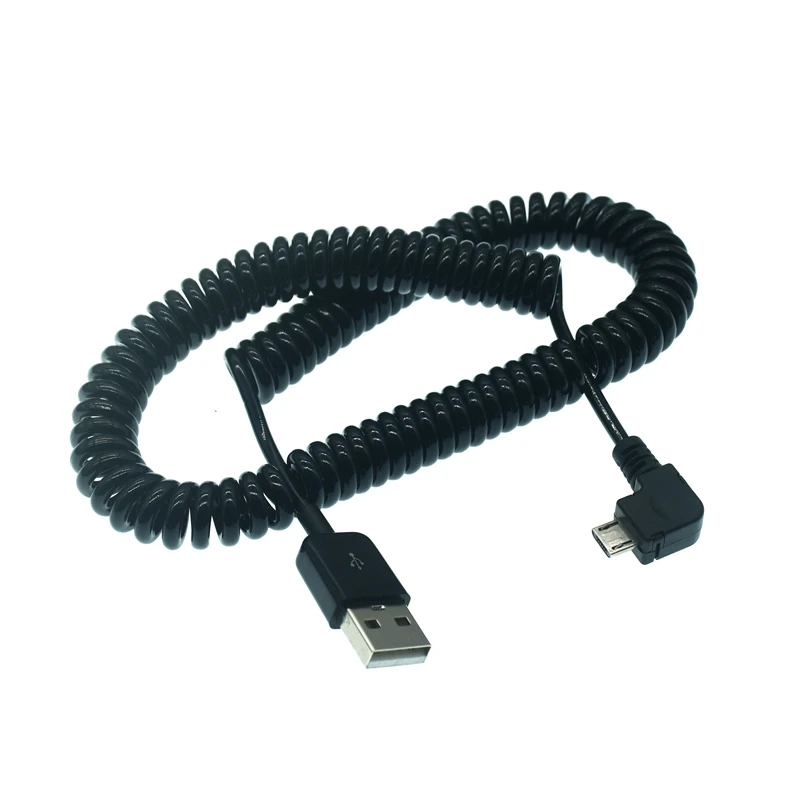 Кабель Micro USB 1 м 3 с углом 90 градусов спиральный выдвижной для зарядки и передачи