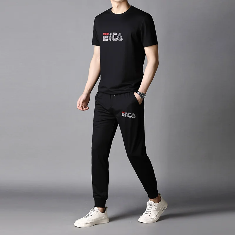 Light luxury fried street fashion sports suit men's summer two-piece ice silk tide brand youth short-sleeved T-shirt men
Light luxury fried street fashion sports suit men's summer two-piece ice silk tide brand youth short-sleeved T-shirt men