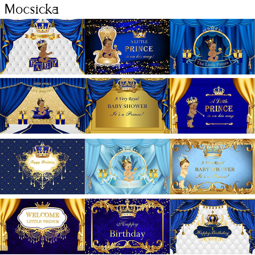 Little Prince Royal Blue Baby Shower Backdrop Black Boy Gold Crown Photography Background for Birthday Party Decoration Poster
Little Prince Royal Blue Baby Shower Backdrop Black Boy Gold Crown Photography Background for Birthday Party Decoration Poster