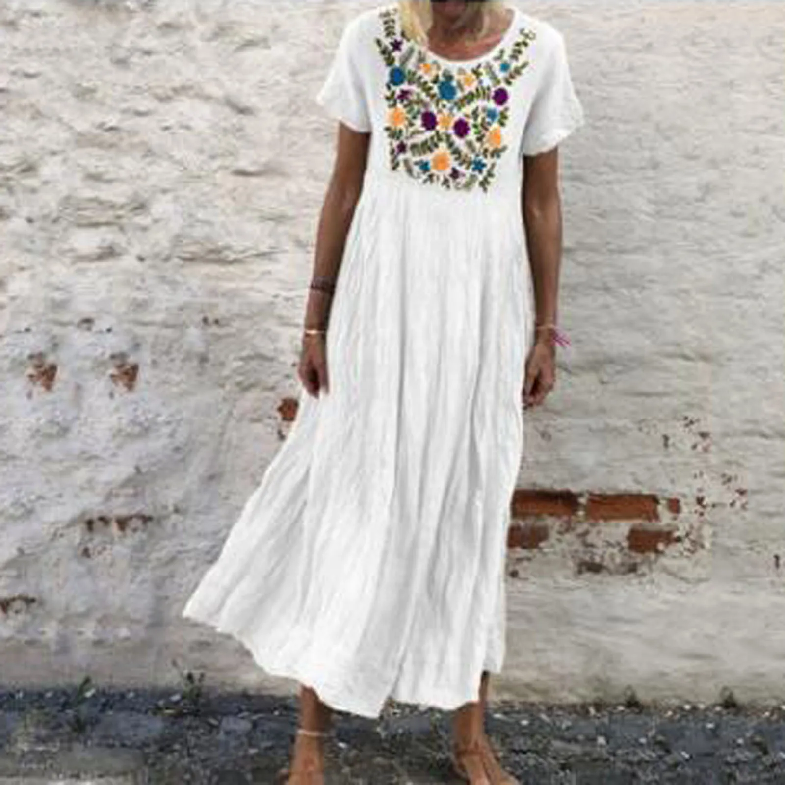 Sexy Women Dress 2021 Vintage Straight Print Short Sleeve O-Neck Embroidered Casual Plus Size Knee-Length Long Dress Summer
Sexy Women Dress 2021 Vintage Straight Print Short Sleeve O-Neck Embroidered Casual Plus Size Knee-Length Long Dress Summer