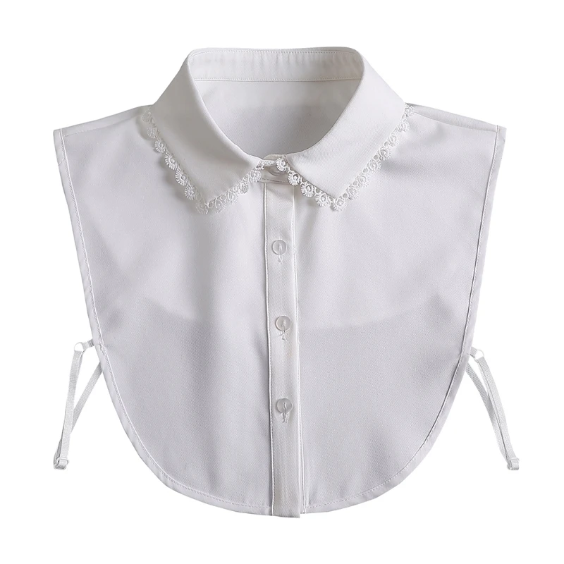 

Женская рубашка с ложным воротником 85WB, однотонная ажурная рубашка со съемным нагрудным воротником, с цветочным кружевом и отложным воротн...