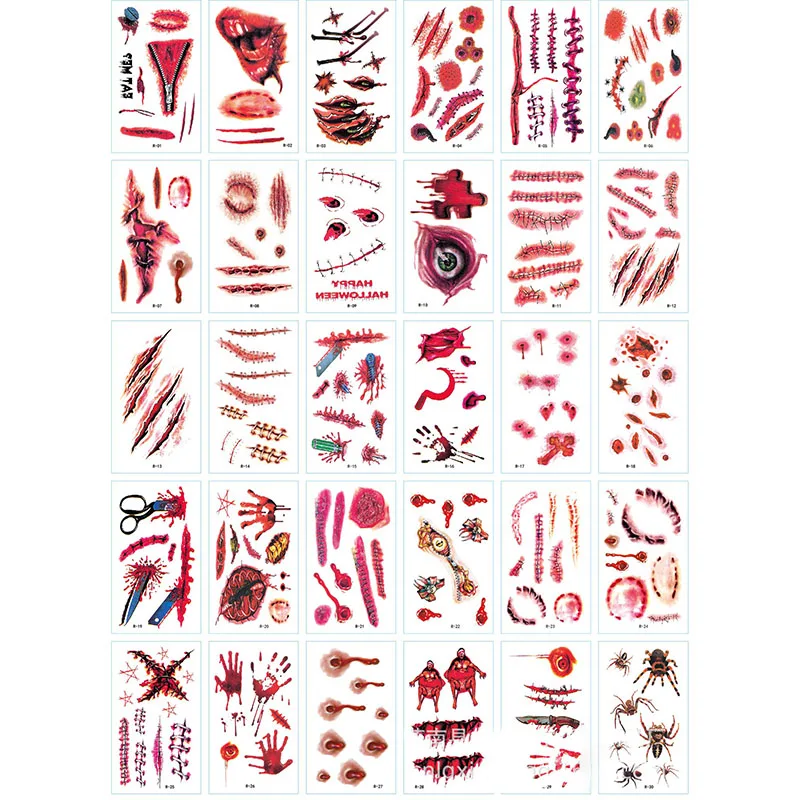 30Pcs/Set Creative Lasting Halloween Scar Fun Stickers Party Favors Waterproof Realistic Tattoo Stickers Festive Party Supplies
30Pcs/Set Creative Lasting Halloween Scar Fun Stickers Party Favors Waterproof Realistic Tattoo Stickers Festive Party Supplies