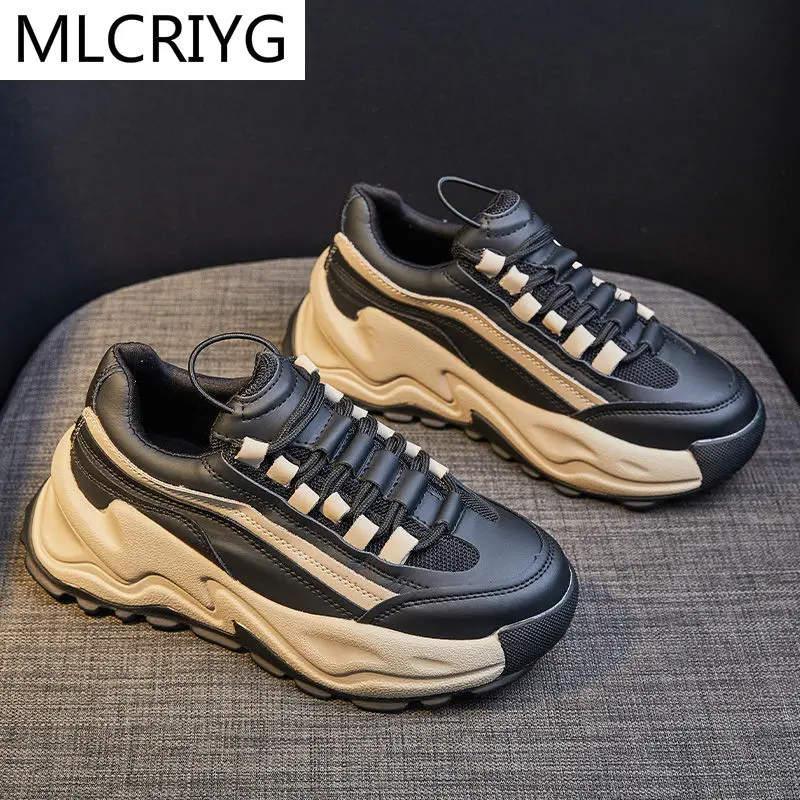 2021 Spring New Women's Casual Shoes Comfortable Lace-up Sneakers Women's Shoes Thick-soled Increased Women's Vulcanized Shoes
