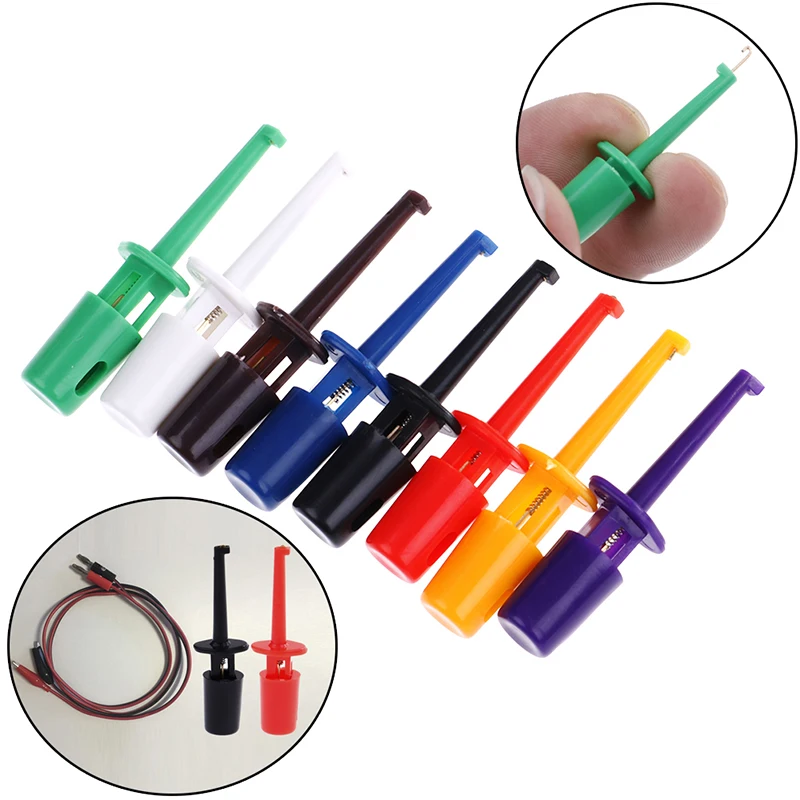 

10/12PCS Multimeter Lead Wire Kit Test Hook Clip 5color Each2 Test Probe SMT / SMD IC D20 Cable Welding Circular Test Clip