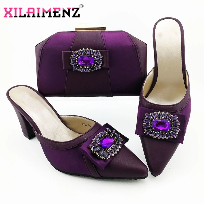 Фото Новейшие темно фиолетовые африканские дамские туфли с острым - купить