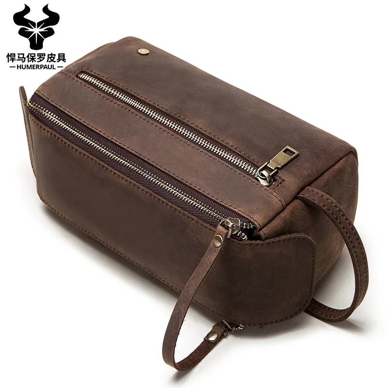 New Crazy Horse Leather Retro Toiletry Bag Leather Multifunctional Storage Baotou Leather Men's Hand Travel Bag Birthday Gift
New Crazy Horse Leather Retro Toiletry Bag Leather Multifunctional Storage Baotou Leather Men's Hand Travel Bag Birthday Gift