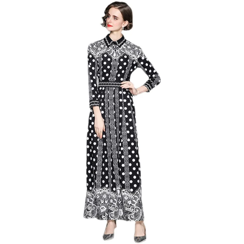 Women's summer fashion new all-match waist slimming high-end positioning polka dot printing lace dress
Women's summer fashion new all-match waist slimming high-end positioning polka dot printing lace dress