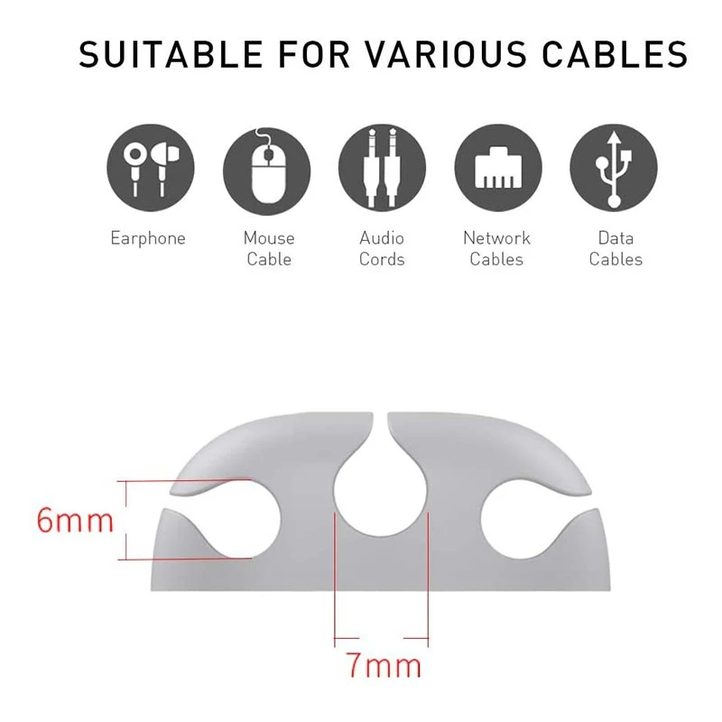 Desktop Cable Organizer, Storage Cable Holder, Silicone Cable Organizer, 6-Piece Cable Clamp for Home Office
Desktop Cable Organizer, Storage Cable Holder, Silicone Cable Organizer, 6-Piece Cable Clamp for Home Office