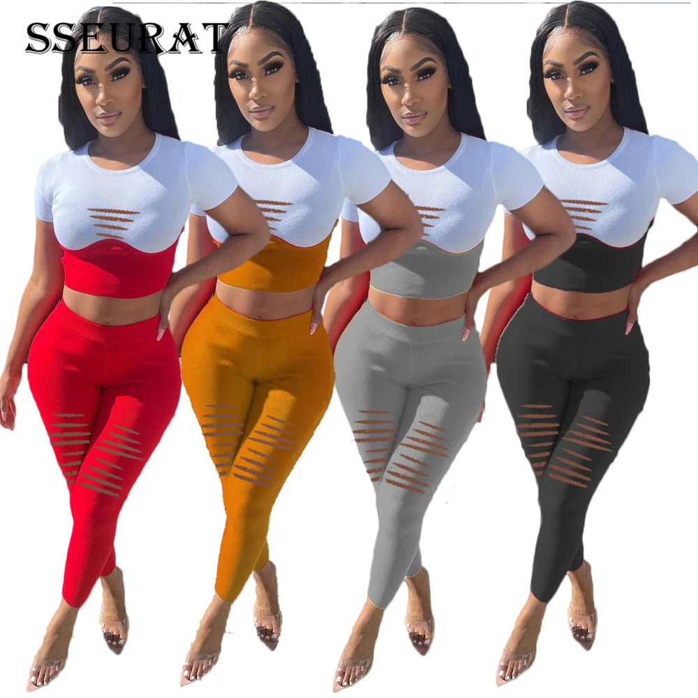 SSEURAT 2021 Women Casual Set Patchwork Short Crop Tops Skinny Full Length Pants Matching Sets Summer Outfits
SSEURAT 2021 Women Casual Set Patchwork Short Crop Tops Skinny Full Length Pants Matching Sets Summer Outfits