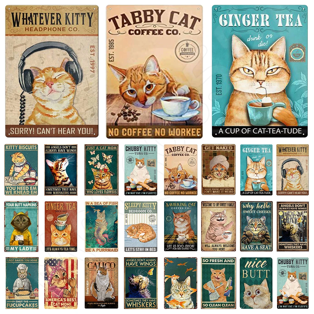 Funny Tabby cat for no coffee no workee Tin Sign Plates for cafe office home farmhouse bathroom kitchen wall decor for Cat Lover
Funny Tabby cat for no coffee no workee Tin Sign Plates for cafe office home farmhouse bathroom kitchen wall decor for Cat Lover