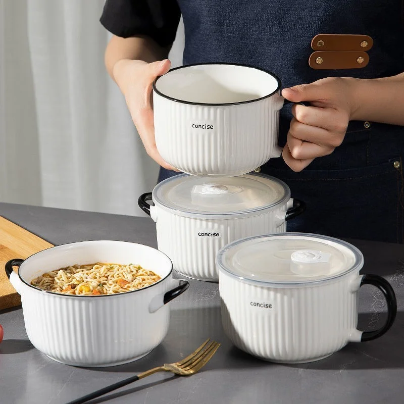 Japanese-style student dormitory Korean drama instant noodle bowl with handle cover binaural personality ceramic bowl noodle
Japanese-style student dormitory Korean drama instant noodle bowl with handle cover binaural personality ceramic bowl noodle