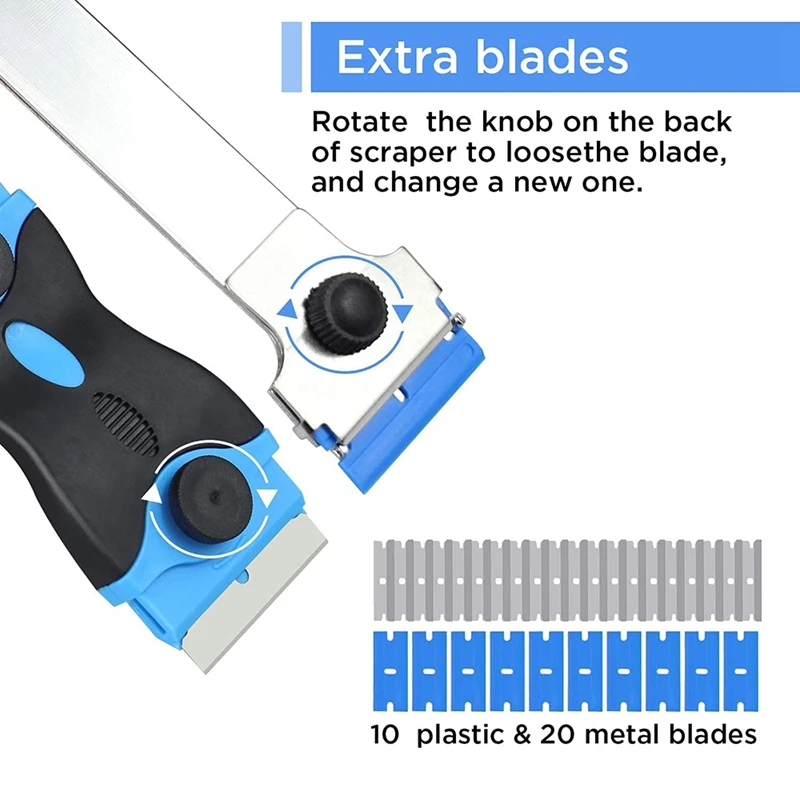 2 PCS Razor Blade Scraper Glass Scraper Hob Plastic Blade Scraper Tool for Removing Label, Registration Sticker Blue
2 PCS Razor Blade Scraper Glass Scraper Hob Plastic Blade Scraper Tool for Removing Label, Registration Sticker Blue