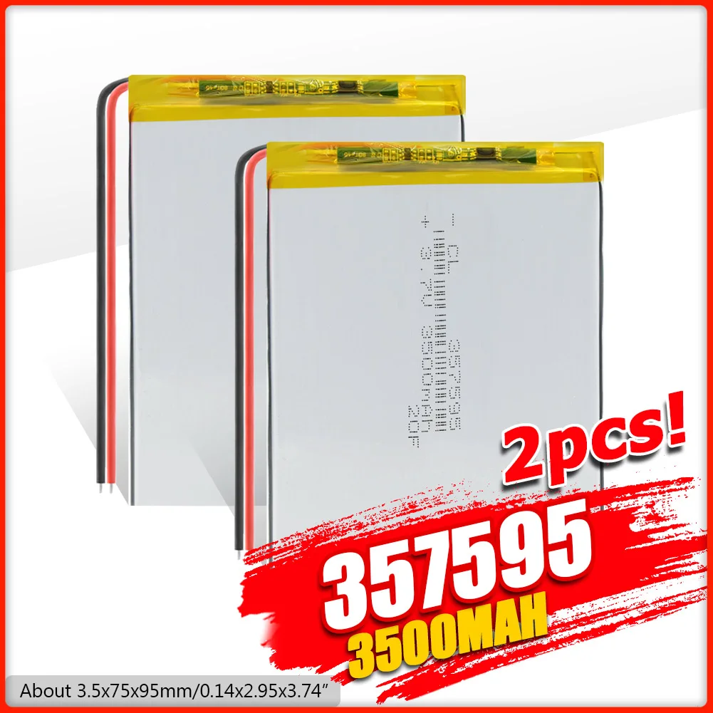 3.7V 3500mAh 357595 Polymer Lithium Li-Po Rechargeable Battery For MP5 GPS PSP DVD E-book 7" Tablet PC Video Game PAD Speaker
3.7V 3500mAh 357595 Polymer Lithium Li-Po Rechargeable Battery For MP5 GPS PSP DVD E-book 7" Tablet PC Video Game PAD Speaker
