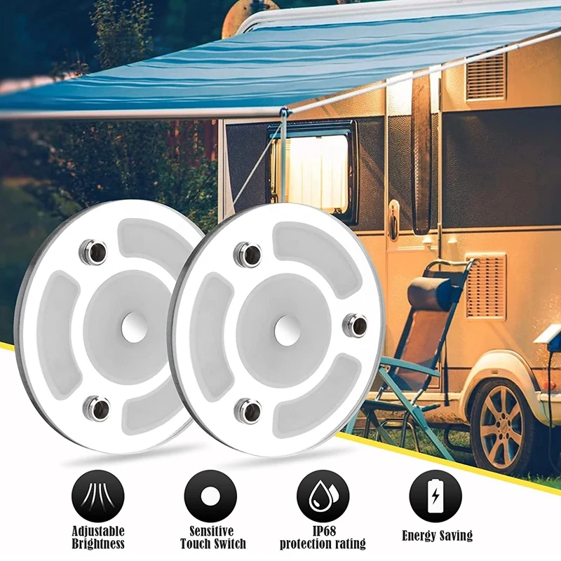 RV LED Dome Lights 12V-24V,Warm White & Blue Dimmable Ceiling Lamp with Contact Switch,for Motorhome Trailer Camper Boat
RV LED Dome Lights 12V-24V,Warm White & Blue Dimmable Ceiling Lamp with Contact Switch,for Motorhome Trailer Camper Boat